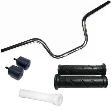 Imagem de Kit Guidão Titan 160 Cromado Manopla Roldana Pesos - Serjão Parts