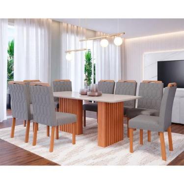 Imagem de Sala de Jantar Mesa Ester 210 com 8 Cadeiras Paola Wood Cinamomo/Off W