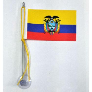Imagem de Mini Bandeira Equador C/ Ventosa Poliéster (5,5cm X 8,5cm) - SP Bandei