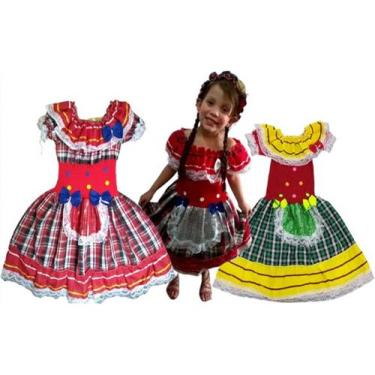 Imagem de Vestido Caipira Quadrilha Festa Junina Roupa Arraia São João - belos e