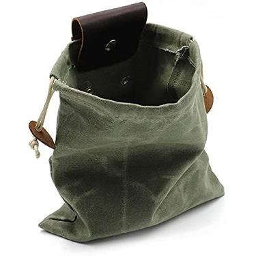Imagem de MAOGEAR Bolsa de forrageamento, bolsa de forrageamento de cogumelos encerada, impermeável, pequena bolsa de couro, bolsa de caça, pochete para treinamento de cães Bushcraft (verde-exército)