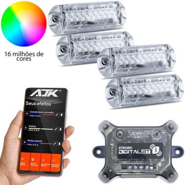 Imagem de Strobo Led Automotivo AJK Com 4 Faróis Bluetooth BT Carro
