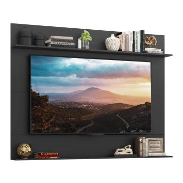 Imagem de Painel com Suporte TV 65" e Prateleiras Amsterdã Classic Multimóveis Preto