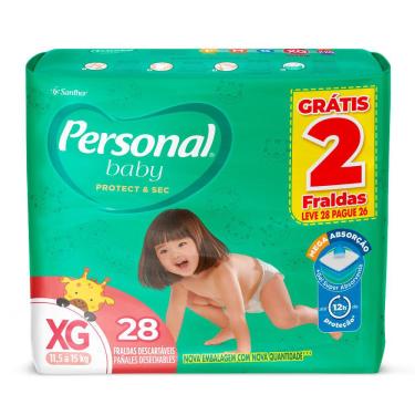 Imagem de Fralda Personal Baby Protect & Sec Tamanho XG Leve 28 Pague 26 Fraldas Descartáveis