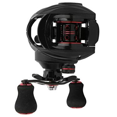 Imagem de Molinete giratório, molinete de pesca portátil de metal com freio magnético de 9 marchas, molinetes giratórios para água salgada, água doce, acessórios de pesca, aderência antiderrapante, força de frenagem de 8 kg (esquerda)