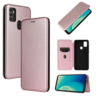 Imagem de YUNCHAO Caixa de telefone Para ZTE Lâmina A7S 2020 Fibra de Carbono Textura Magnética Flip Horizontal TPU + PC + Caixa de Couro PU com Slot para Cartão capa para celular
