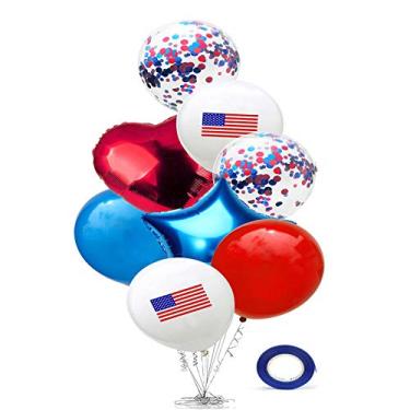 Imagem de Soochat Conjunto de balões do Dia da Independência, balões de bandeiras americanas dos EUA, balões de festa patriótica de 4 de julho, suprimentos de festa de 4 de julho 8 peças