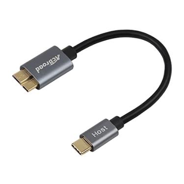 Imagem de Cabo USB-C para Micro USB 3.0 de comprimento curto (20 cm), cabo de conexão USB tipo C macho para micro USB 3.0 macho, substituição de cabo de driver rígido externo para Samsung Galaxy S5, Note Pro, WD Western Digital etc