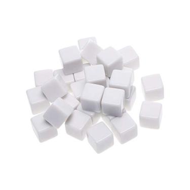Imagem de Shapenty Cubos de dados em branco uniforme acrílico branco de 16 mm para jogos de tabuleiro de sala de aula, adesivo DIY, ensino de contagem de matemática, lembrancinhas de festa, diversão, blocos de construção de quebra-cabeça de números do alfabeto feitos de dados personalizados, 30 peças