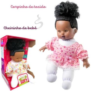 Imagem de Boneca Hair Soft Negra Bebê Super Marcio Milk Brinquedos