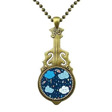 Imagem de DIYthinker Cloud Umbrella Colar de coração de chuva antigo com pingente de guitarra