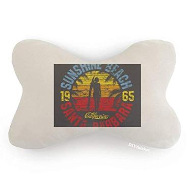 Imagem de DIYthinker Almofada para decoração de pescoço com estampa de ilustração de praia de coqueiro, almofada para apoio de cabeça