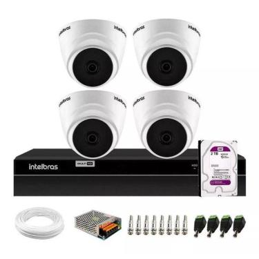Imagem de Kit 4 Câmeras Segurança Dome Vhd 1010 D Dvr Intelbras 2 Tera