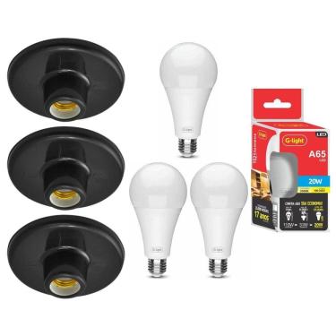 Imagem de Kit 3 Plafonier Decorativo Teto Soquete Porcelana E27 Plafon