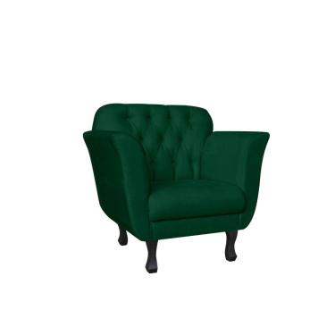 Imagem de Poltrona Decorativa Dália Suede Verde Pés Madeira Ms Decor