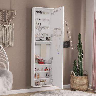 Imagem de Armário Porta-joias com Espelho Suspenso Dubai Branco