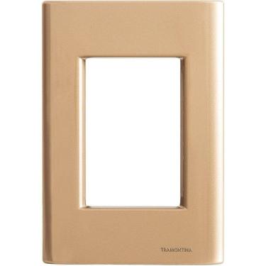 Imagem de Placa 3 Postos 4x2 Tramontina Giz Ouro Metalizado Sem Suporte Tramontina