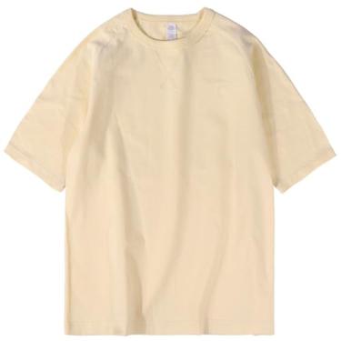 Imagem de Pure cotton short sleeved drop shoulder T-shirt half sleeved base shirt round neck top for men and women