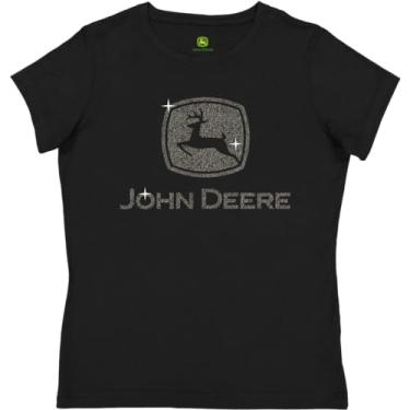 Imagem de John Deere Camiseta de manga curta com glitter prateado, Preto, M