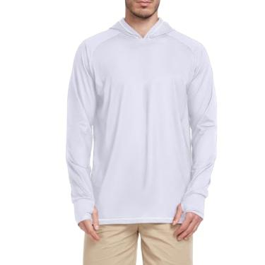 Imagem de Camiseta masculina Tan com capuz e proteção solar de manga comprida com capuz FPS 50+ secagem rápida UV Rash Guard com capuz, Roxo claro, P