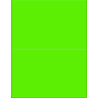 Imagem de Etiquetas fluorescentes de alta luz cor neon de 21 x 11 polegadas para impressora a laser e jato de tinta (verde fluorescente, 21,5 cm x 13,5 cm - 2 por página | 200 etiquetas)