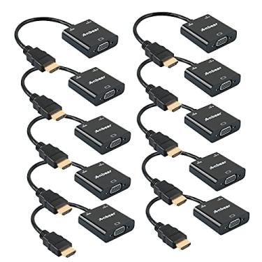 Imagem de Adaptador HDMI para VGA, adaptador VGA para HDMI banhado a ouro da Anbear (macho para fêmea) compatível com computador, desktop, laptop, PC, monitor, projetor, HDTV, Chromebook, Roku, Xbox e mais (pacote com 10)