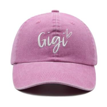 Imagem de Boné feminino Gigi, algodão lavado ajustável bordado avó boné de beisebol, rosa, Tamanho Único