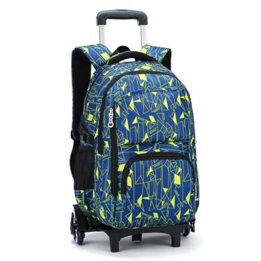 Imagem de Mochila Rolante 6 Rodas Subir Escadas Bagagem Infantil Meninos Bolsas Escolares-B