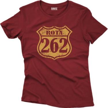 Imagem de Camiseta Algodão Feminina Rota 262 Tamanho:G;Cor:Vinho