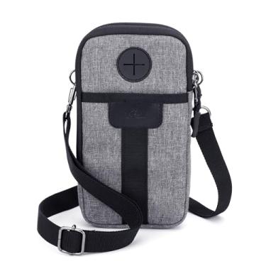 Imagem de KIWIFOTOS Bolsa de viagem para celular, bolsa transversal com coldre duplo para celular com alça de ombro para iPhone 15 14 Pro Max com cordão de pescoço, carteira de passaporte de caminhada para