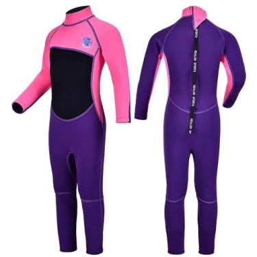Imagem de REALON Roupa de mergulho infantil para meninas meninos e crianças de 3 mm neoprene para crianças/jovens, roupa de banho térmica de manga curta/longa de 2 mm em água fria com zíper traseiro para mergulho, surfe, jet ski, natação