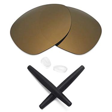 Imagem de Lentes de reposição e kits de borracha Mryok para óculos de sol Oakley Crosshair 2012, Bronze Gold Polarized Lenses & Black Rubber Kits, One Size