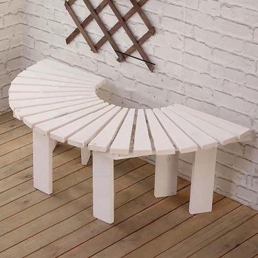 Imagem de Banco de jardim para pátio Banco de parque, banco de árvore semicircular em teca, banco sem encosto de madeira maciça, cadeira de assento circular de madeira para pátio, coleção externa de m