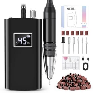 Imagem de Beloving Broca de unha portátil profissional, 45000 RPM recarregável, máquina elétrica de lixa para removedor de esmalte de gel acrílico, kit de unhas sem fio para manicure, pedicure com 11 pontas
