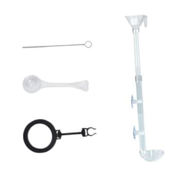 Imagem de Generic Kit de tubo de alimentação de peixe Tubo de alimentação direcional, acrílico, ventosa transparente Acessórios fixos para aquário Tigela de prato de,