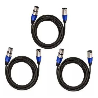 Imagem de Kit 3 Cabos Microfone Dmx - Xlr Cannon Balanceado 5 Metros - AUBOR