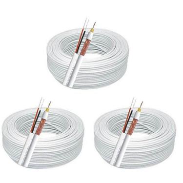 Imagem de 3 x Cabo Coaxial 4mm 80% Malha 100m Bipolar Câmera Segurança - Connect