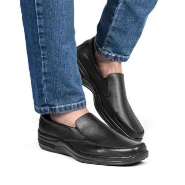 Imagem de Sapatilha Comfort Masculina Couro Sapato Social Ortopédico Leve Macio 