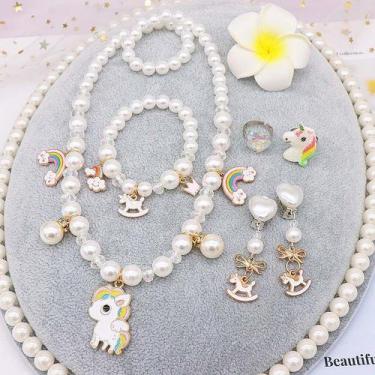 Imagem de Kit Acessórios Infantil Princesa De Unicórnio Colar Brinco - Só Prince