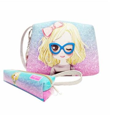 Imagem de Kit Infantil Bolsa e Estojo Menininha Com Óculos com, Magicc Bolsas