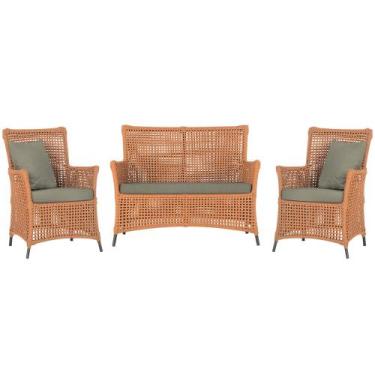 Imagem de Jogo Sofá e 2 Poltronas de Área Igapó Alumínio Pintura Preta Corda Náu