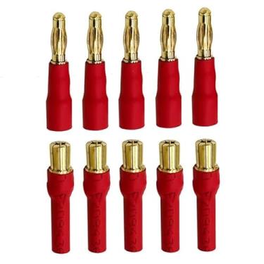 Imagem de 5Pairs 4mm Bullet Connector to 6mm Bullet Connector Banana Gold Plug No Wire Adapter for RC Car Boat FPV ESC Motor