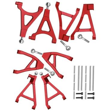 Imagem de hopsupRC Front Rear Upper Lower Suspension A-Arms Upgrades Part for 1/16 Mini Slash,Aluminum Upper Lower Arms (Left & Right) Hops Ups for 1/16 Mini Slash（70054-1,Red
