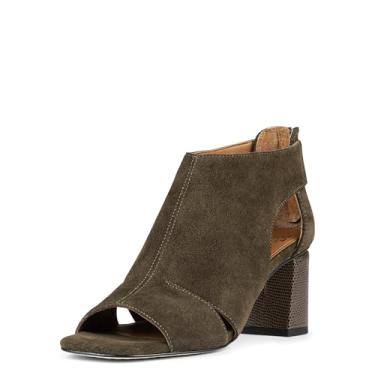 Imagem de Donald Pliner Sandália feminina de salto PERRA, sandália feminina, sandália confortável, sandália elegante, sandália peep toe, ideal para trabalho, festas e uso casual, Verde militar - Camurça, 37