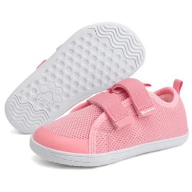Imagem de WateLves Tênis infantil largo descalço The First Walking Shoes infantil meninas meninos respirável zero drop minimalista com bico largo natural para crescer, rosa, 10.5 Wide Toddler