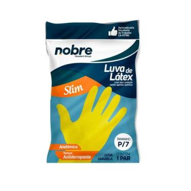 Imagem de Luva de Látex Amarela P Nobre Slim