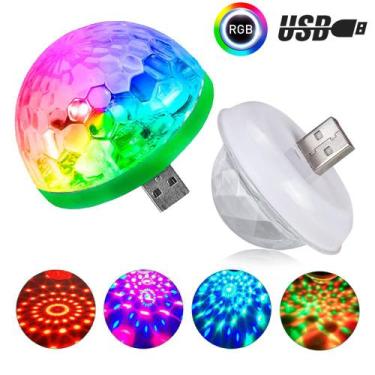 Imagem de Mini Globo Festa Usb Luz Rgb Portátil Colorida para Celular - ALTOMEX