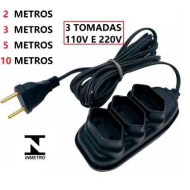 Imagem de Extensão Elétrica Mega Plug 2, 3, 5 e 10 Metros PREÇO DE ATACADO MENOR