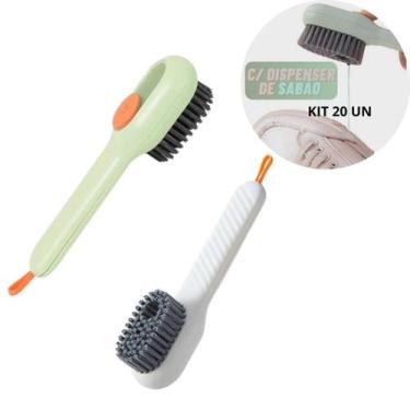 Imagem de Kit 20 Escovas Multiuso P/ Colocar Líquido Limpa Tênis Roupa - Escova 