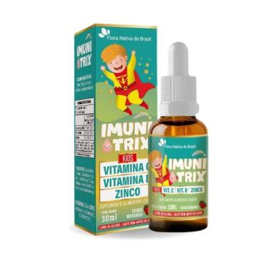 Imagem de Vitaminas C D e Zinco Imunitrix Kids Gotas Sabor Morango 30ml Flora Na